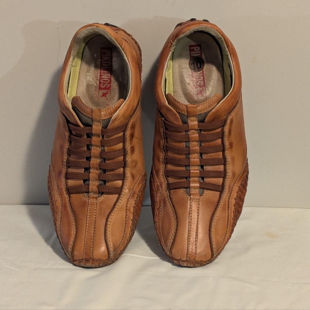 Pikolinos Spanish Rich Brown Leather Driving Shoes Men's 10 Euro 43 All Leather.